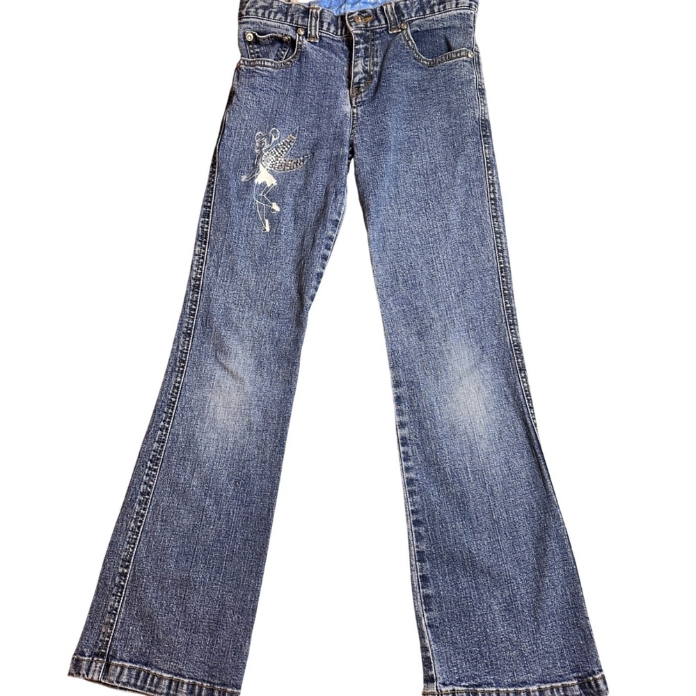 Disney Store Tinker‎ Bell Rhinestone Jeans Blue Denim Vintage Y2K Fairy Youth 10